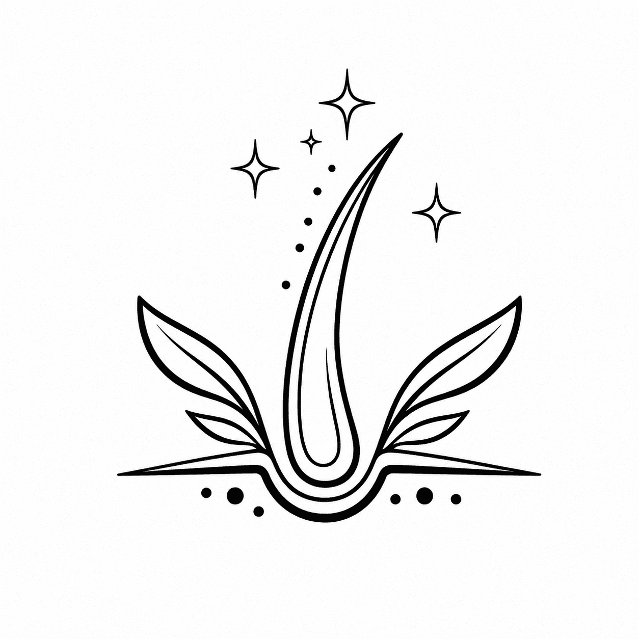 Delicate flower and sparkle icon representing female hair restoration with DHI