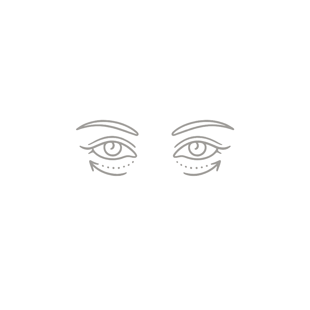 Line icon of eyes with under-eye hollows corrected by tear trough filler