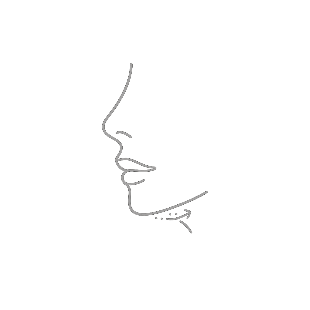 Line icon of a facial profile representing chin augmentation with dermal filler