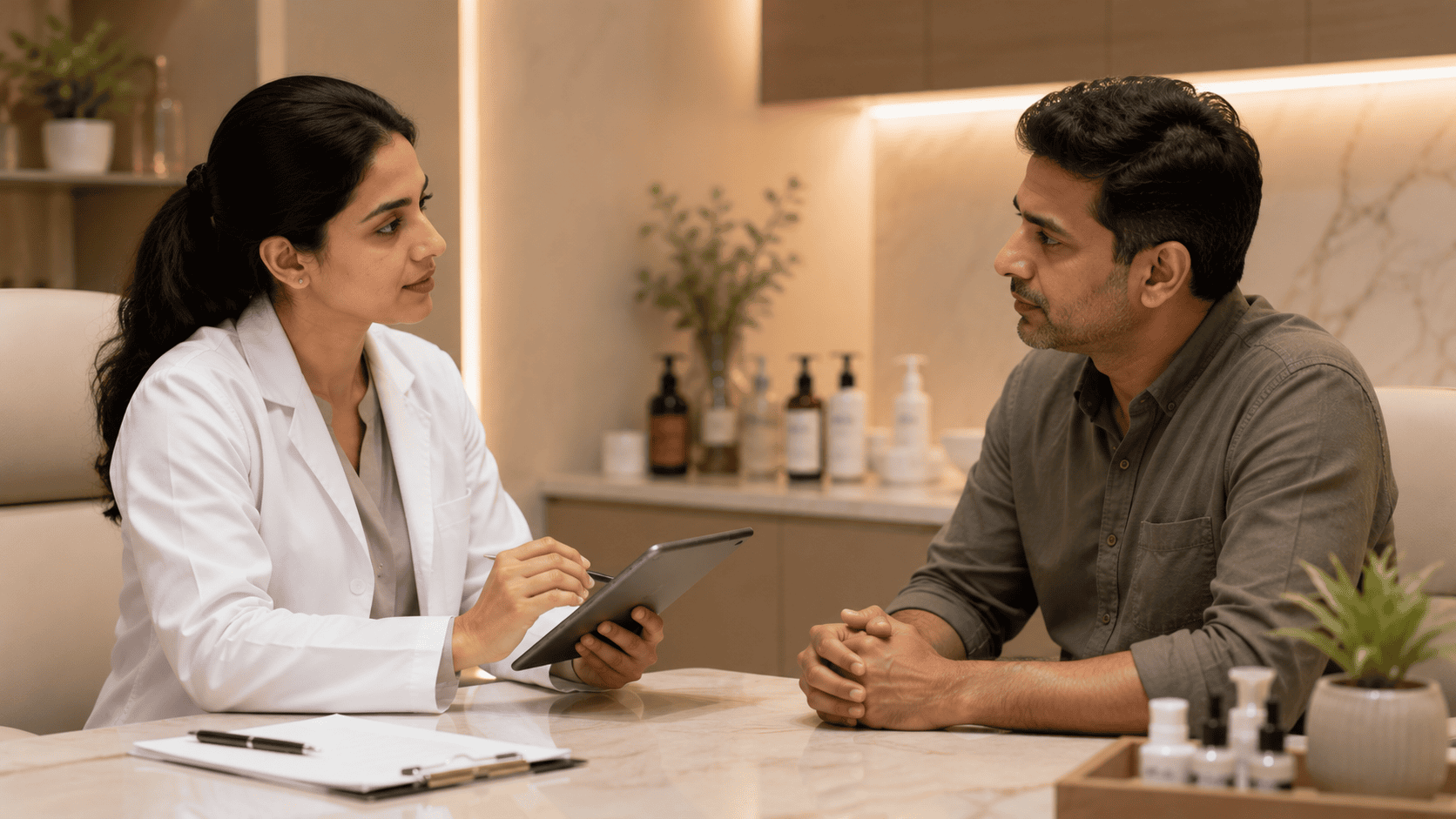 Doctor discussing pre-procedure planning with a patient