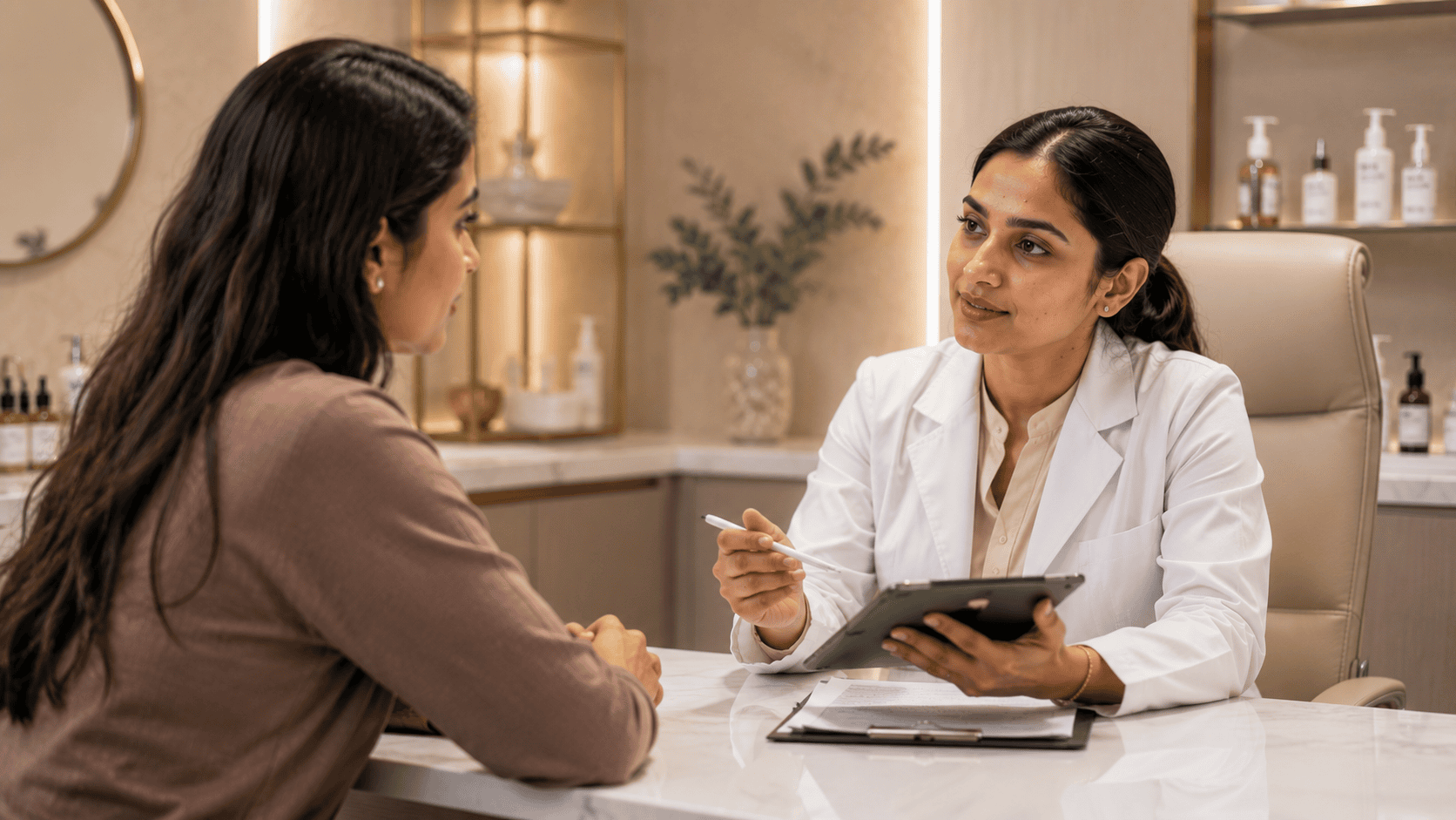 Doctor discussing a diagnostic assessment with a patient