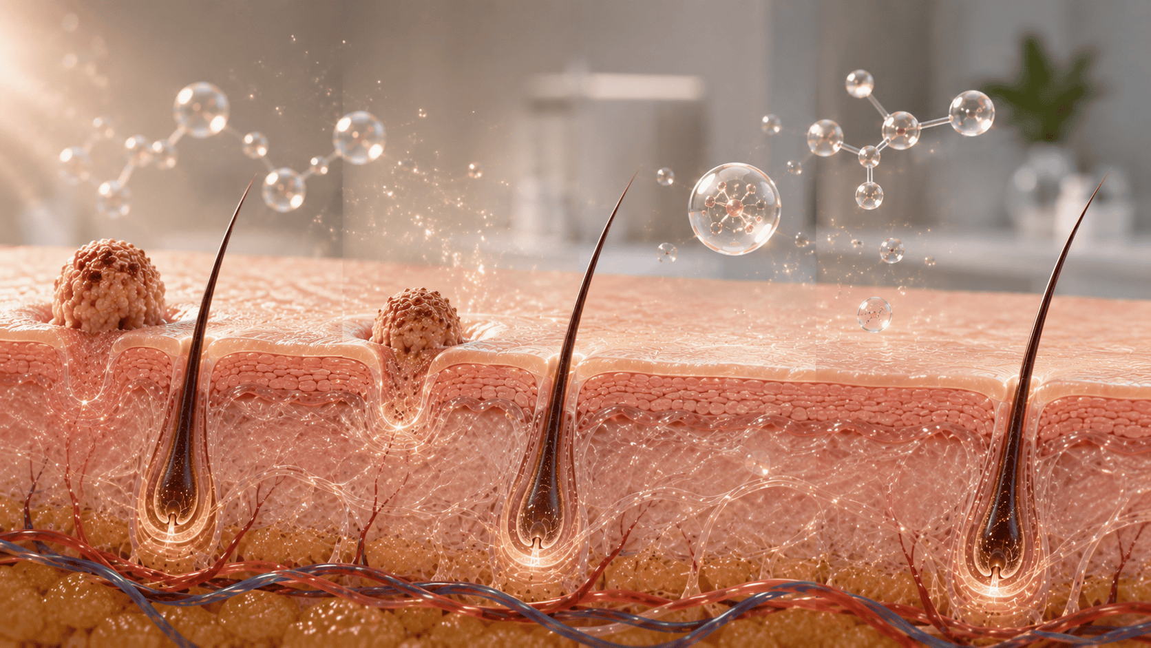Illustration of a wart fading and skin blending during the healing process