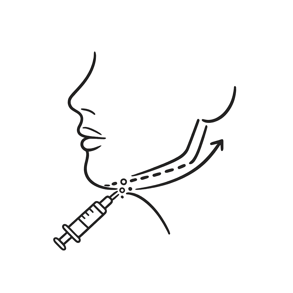 Line icon of a rounded facial outline representing face-shape refinement