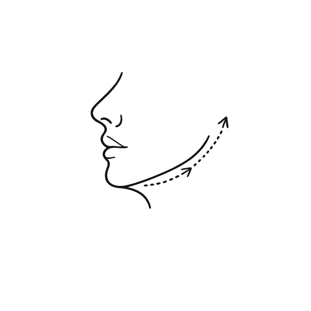 Line icon of a facial side profile representing overall profile enhancement