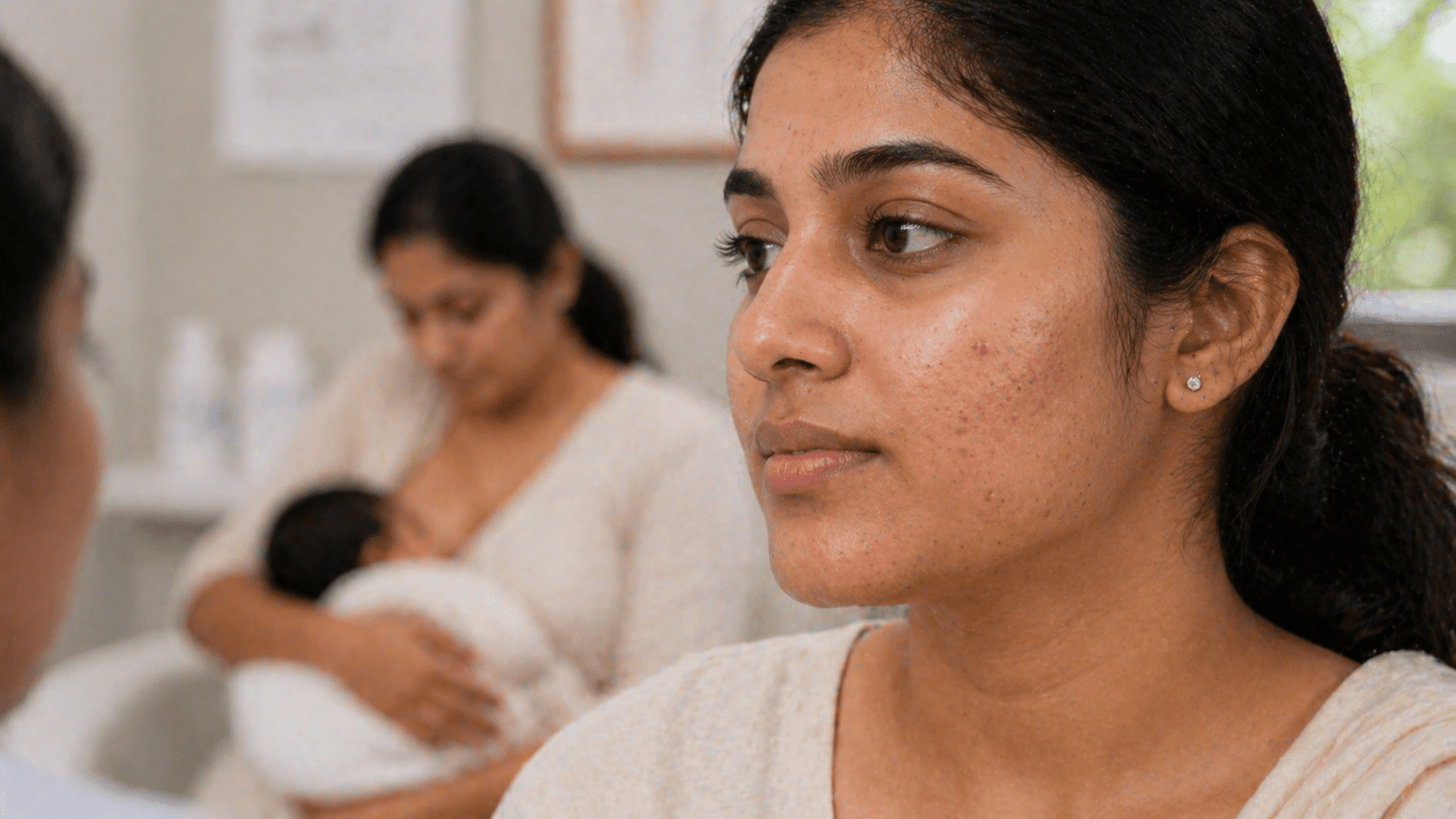 Indian pregnant or breastfeeding woman with acne seeking safe dermatologist guided treatment at Brilliance Cosmocare Skin, Hair and Weightloss Clinic in Mumbai, India