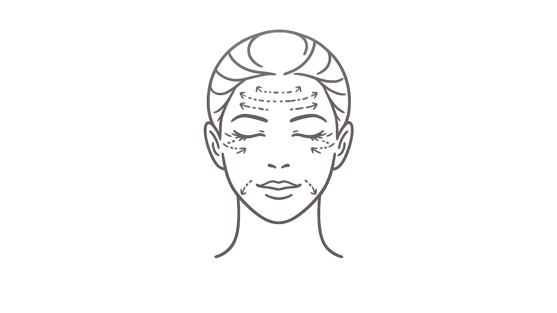 Outline icon illustrating forehead lines, crow's feet, and perioral wrinkles from facial expressions