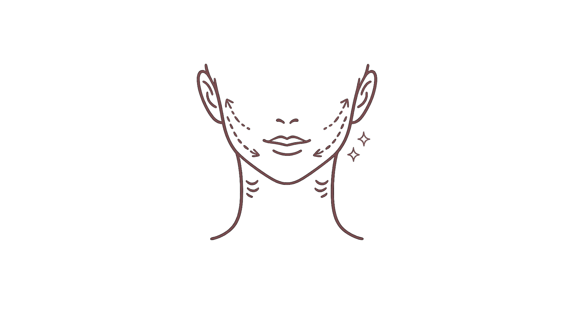 Line-art icon depicting a sagging jawline and jowls