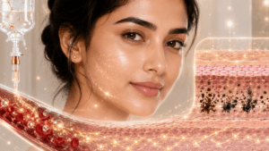 Illustration of sustained skin clarity after cycles 7 to 12 of glutathione IV therapy