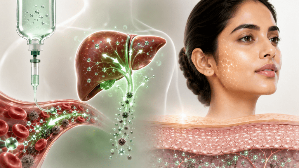 Infographic icon for detoxification support during glutathione IV therapy