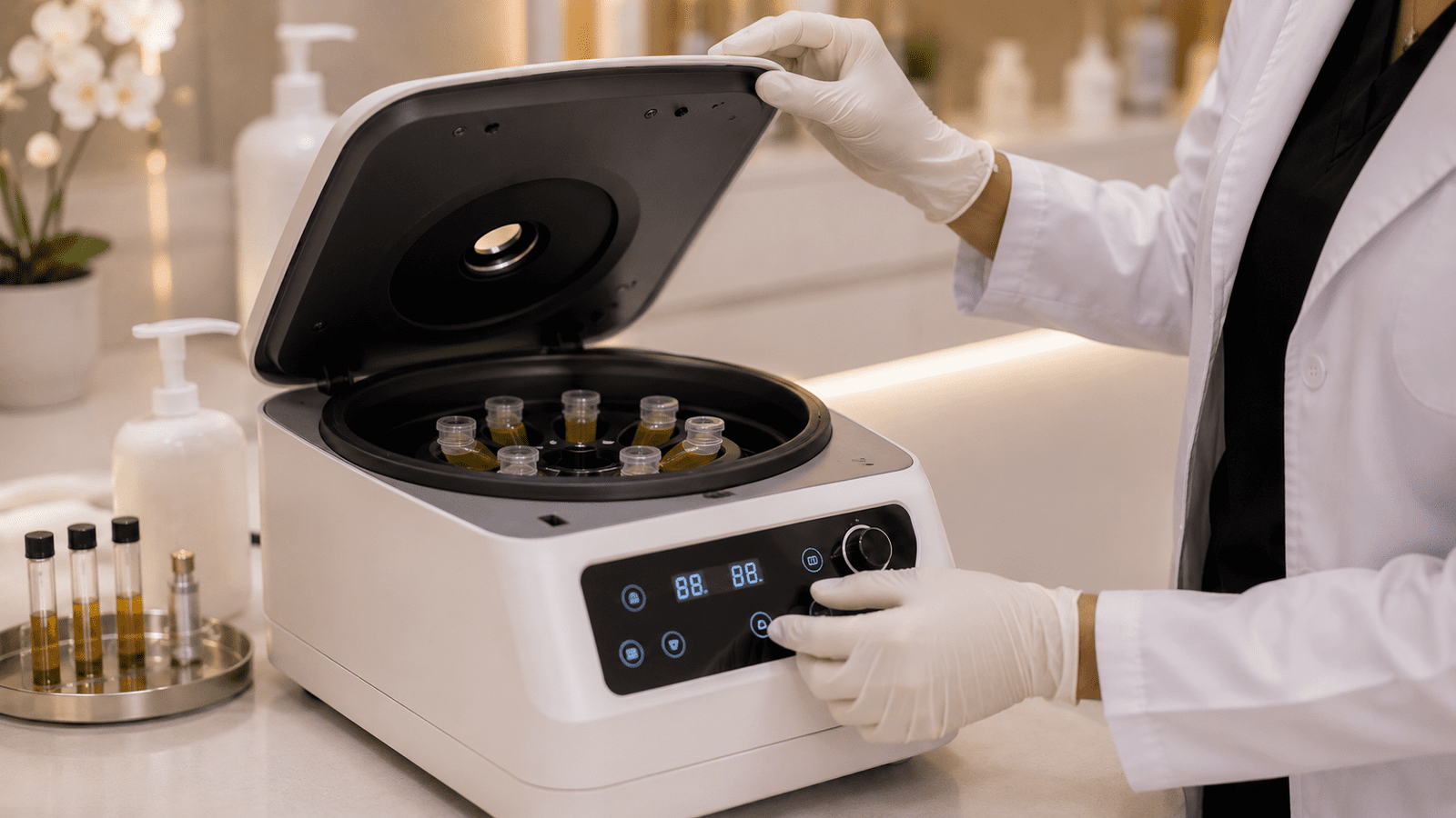 Dual centrifugation process for GFC preparation at Brilliance Cosmocare Skin Hair and Weightloss Treatment in Andheri Mumbai