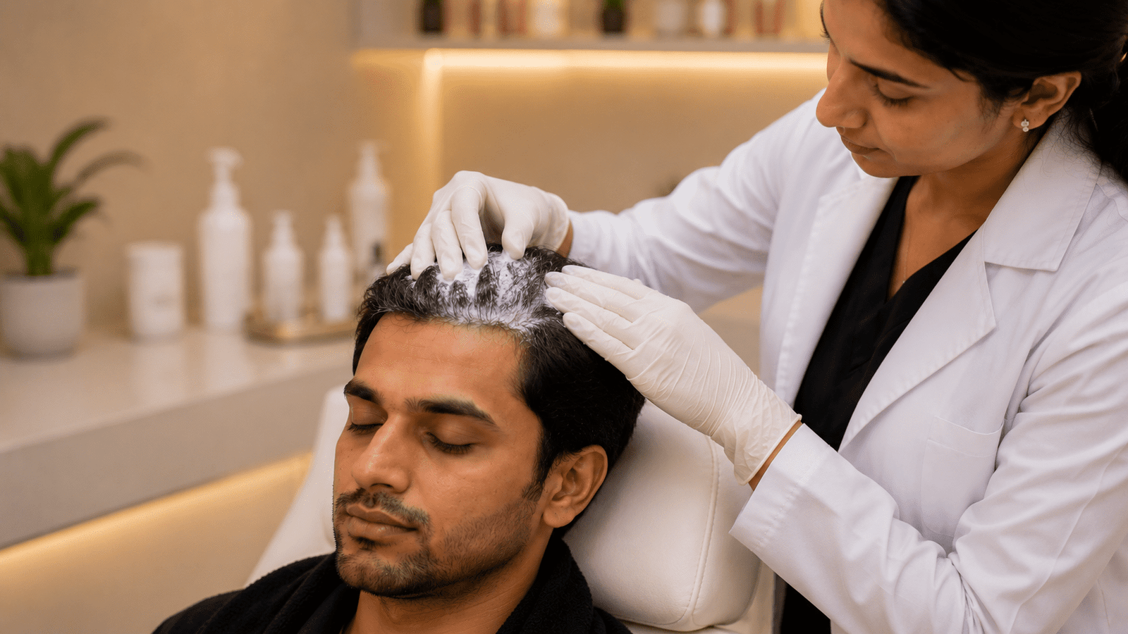 Topical anaesthetic preparation before GFC hair treatment at Brilliance Cosmocare Skin Hair and Weightloss Treatment in Andheri Mumbai
