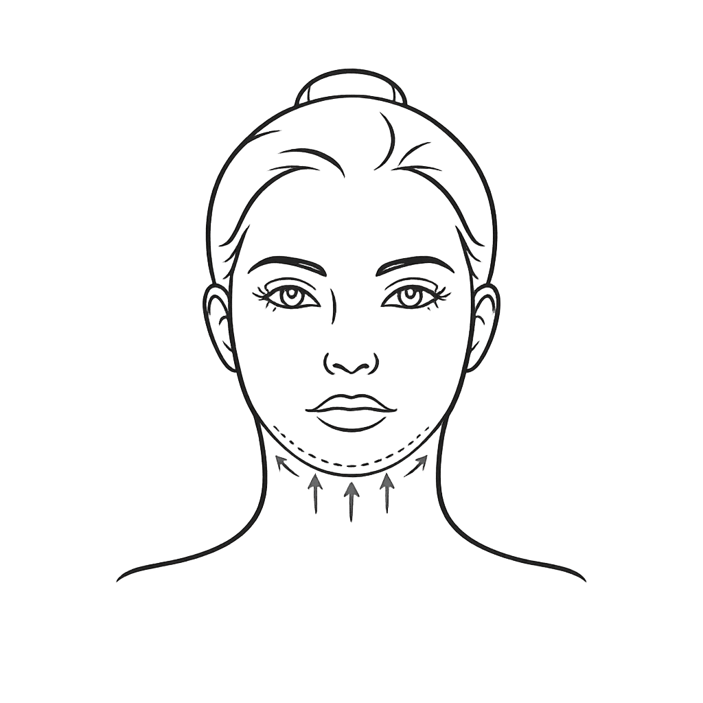 Minimalist icon illustrating a double chin caused by both submental fat and skin laxity requiring a combined treatment approach