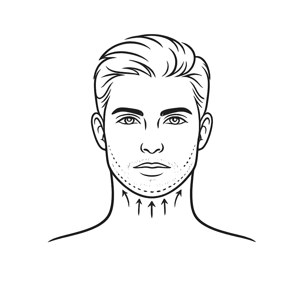 Minimalist icon depicting a male facial profile with submental fat illustrating double chin concerns in men