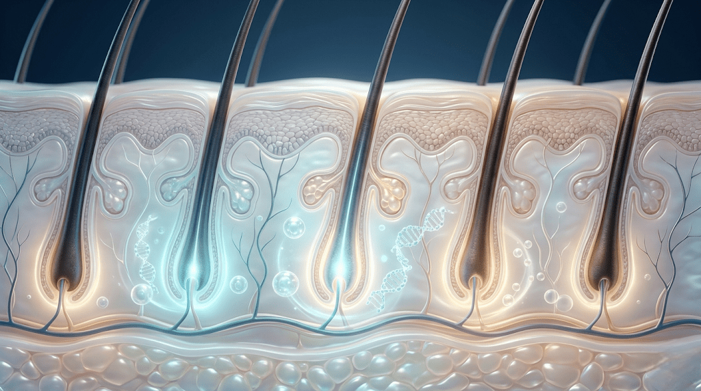 Scalp cross-section illustration showing the healing phase in the first weeks after DHI