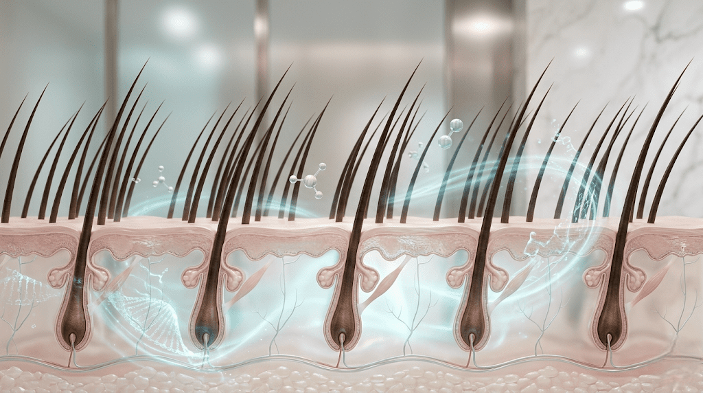 Mature hair follicle visualization representing full DHI results after several months