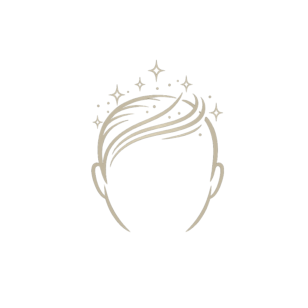 Icon of a flowing hair whorl representing crown and mid-scalp restoration